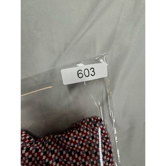 Bobby Chan Polo Shirt XXL Red Geometric 70% Silk 30% Cotton Short Sleeves - Picture 8 of 8